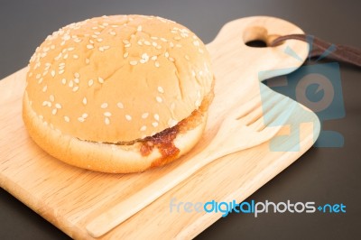 Delicious Deep Fried Pork Burger Stock Photo