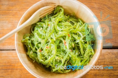 Delicious Fresh Seaweed Spicy Salad Stock Photo