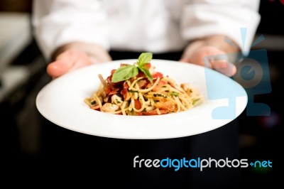 Delicious Spaghetti Is Ready To Serve ! Stock Photo