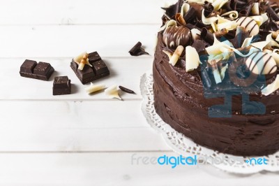 Delicious Triple Chocolate Cake Stock Photo