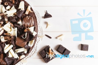 Delicious Triple Chocolate Cake Stock Photo