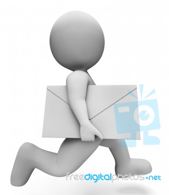 Deliver Character Indicates Fast Delivery And Communication 3d R… Stock Image