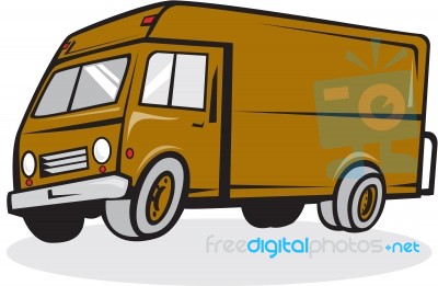 Delivery Van Side Isolated Cartoon Stock Image