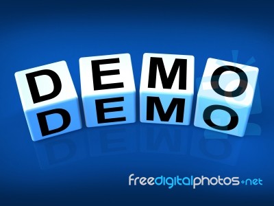 Demo Blocks Indicate Demonstration Test Or Try-out A Version Stock Image