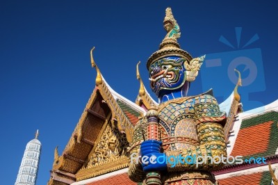 Demon Guardian At Wat Phra Kaew, Bangkok Stock Photo