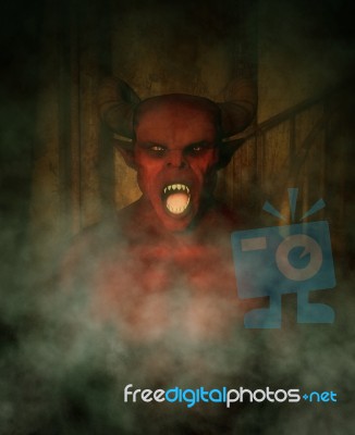 Demon In Haunted House,3d Illustration Stock Image