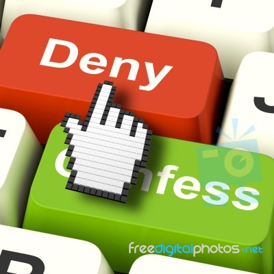 Denial Deny Keys Shows Guilt Or Denying Guilt Online Stock Image