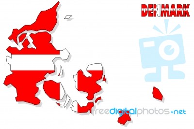 Denmark Map Flag Stock Image