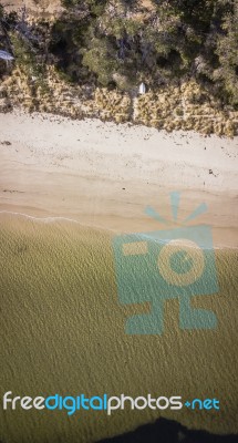 Dennes Point Beach From Above, Located On Bruny Island In Tasmania Stock Photo