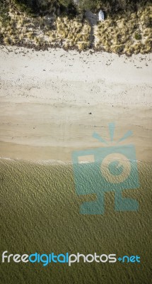 Dennes Point Beach From Above, Located On Bruny Island In Tasmania Stock Photo