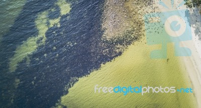 Dennes Point Beach From Above, Located On Bruny Island In Tasmania Stock Photo