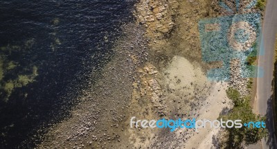 Dennes Point Beach From Above, Located On Bruny Island In Tasmania Stock Photo