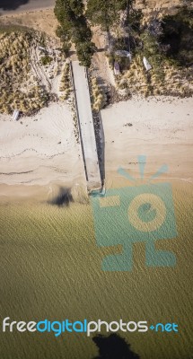 Dennes Point Beach From Above, Located On Bruny Island In Tasmania Stock Photo