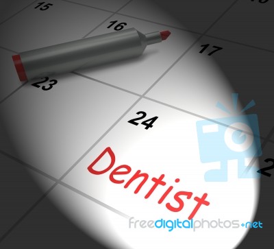 Dentist Calendar Displays Oral Health And Dental Appointment Stock Image