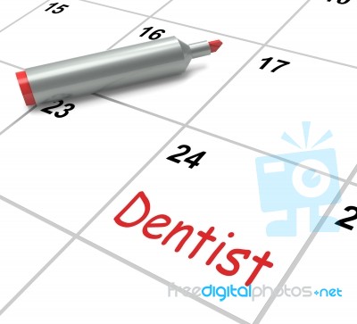 Dentist Calendar Shows Oral Health And Dental Appointment Stock Image