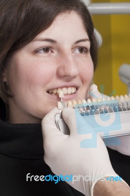 Dentist Choose White Of Teeth Stock Photo