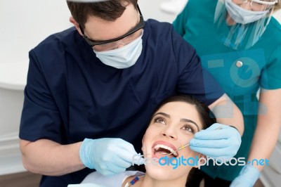 Dentist Examining His Patient Stock Photo