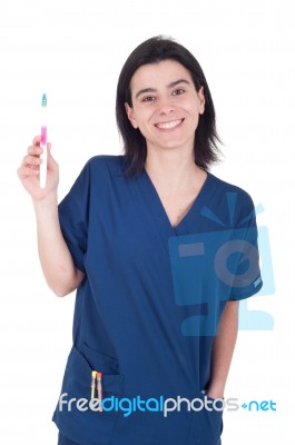 Dentist Holding Toothbrush Stock Photo