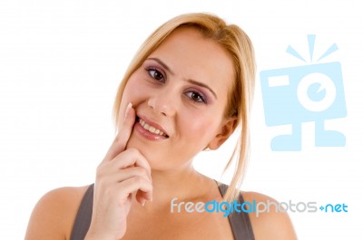 Dentist - Woman Showing Her Teeth Stock Photo