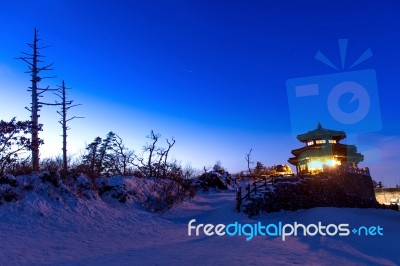 Deogyusan Mountains At Night In Winter,south Korea Stock Photo