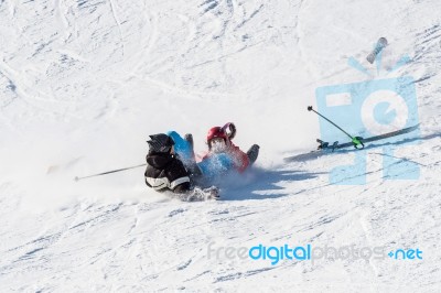 Deogyusan,korea - January 1: Skier Skiing On Deogyusan Ski Resort In Winter,south Korea On January 1, 2016 Stock Photo