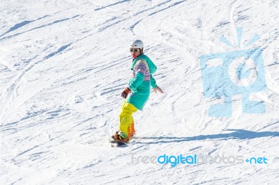 Deogyusan,korea - January 1: Skier Skiing On Deogyusan Ski Resort In Winter,south Korea On January 1, 2016 Stock Photo