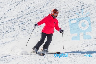 Deogyusan,korea - January 1: Skier Skiing On Deogyusan Ski Resort In Winter,south Korea On January 1, 2016 Stock Photo