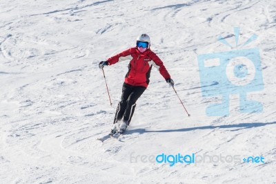 Deogyusan,korea - January 1: Skier Skiing On Deogyusan Ski Resort In Winter,south Korea On January 1, 2016 Stock Photo