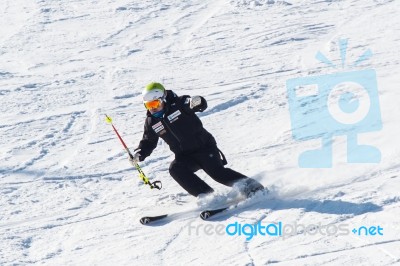 Deogyusan,korea - January 1: Skier Skiing On Deogyusan Ski Resort In Winter,south Korea On January 1, 2016 Stock Photo