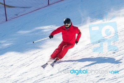 Deogyusan,korea - January 1: Skier Skiing On Deogyusan Ski Resort In Winter,south Korea On January 1, 2016 Stock Photo