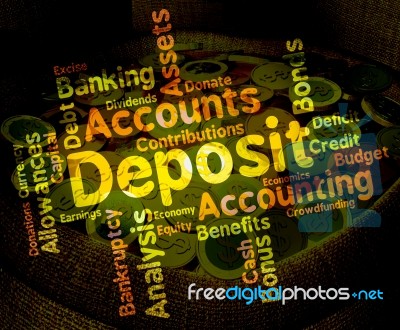 Deposit Word Means Pre Payment And Deposited Stock Image