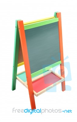 Depress Green Chalkboard With Color Frame On White Background Stock Photo