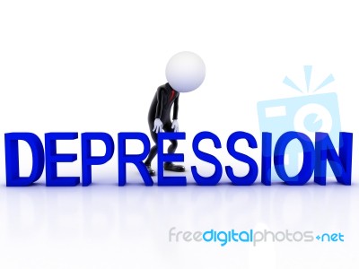 Depression 3d Man Sad On White Background Stock Image