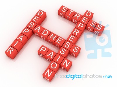 Depression Cubes With The Letters In A Crossword Puzzle Stock Image