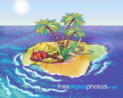 Desert Island In A Summer Day Stock Image