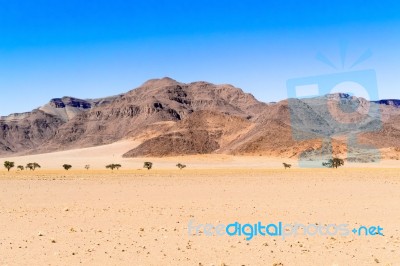 Desert Landscape In Namibia Stock Photo