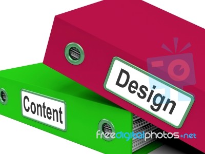 Design And Content Folders Show Company Advertising Stock Image