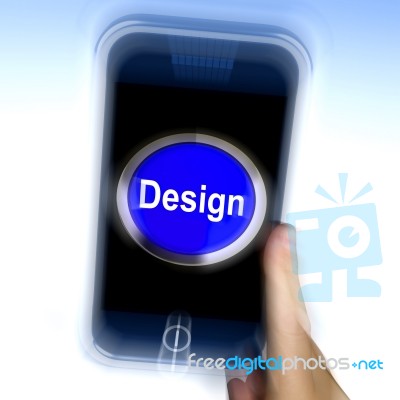 Design On Mobile Phone Shows Creative Artistic Designing Stock Image