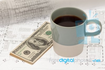 Design Plan And Money Stock Photo