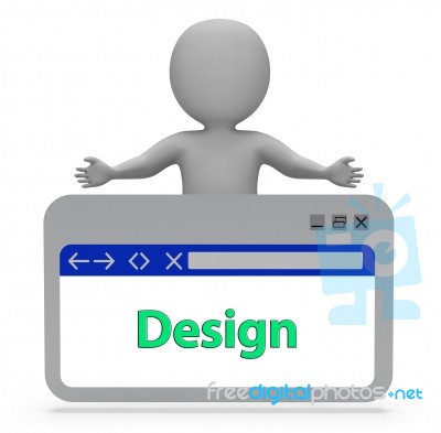 Design Webpage Means Designer Designing 3d Rendering Stock Image