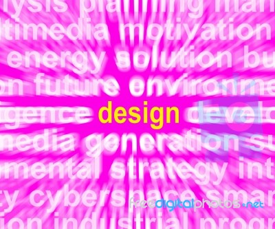 Design Word Shows Innovation Creativity And Developing Stock Image