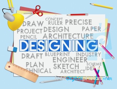 Designing Words Shows Concept Designed And Creativity Stock Image