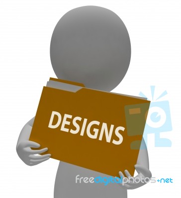 Designs Folder Represents Layout Creativity 3d Rendering Stock Image