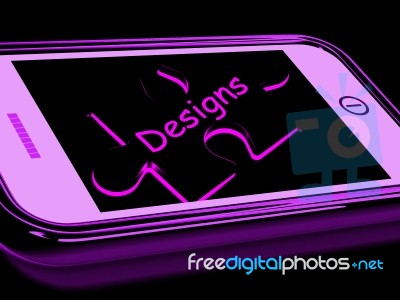 Designs Smartphone Shows Design And Layout On Internet Stock Image