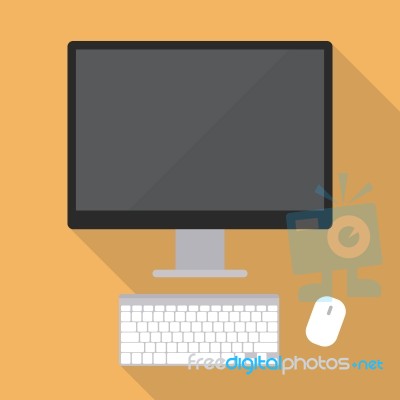 Desktop Computer Flat Style Stock Image