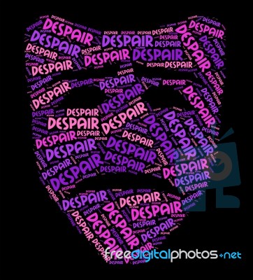 Despair Word Shows Distress Wordcloud And Pessimism Stock Image