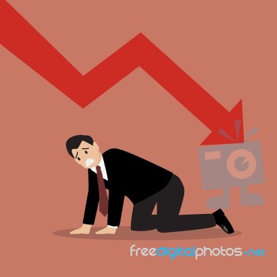 Desperate Businessman With Graph Down Stock Image