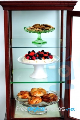 Desserts in pedestal bowl Stock Photo