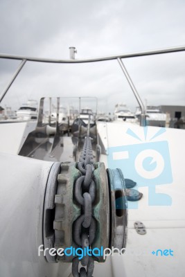 Detail Of A Capstan On A Yacht Stock Photo