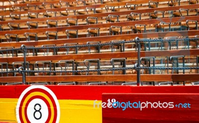 Detail Of The Seats Inside An Ancient Spanish Arena Stock Photo